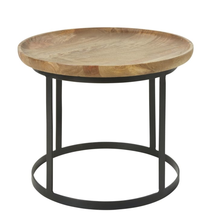 Maisons du Monde TAWA - Mesa auxiliar de mango y metal negro
