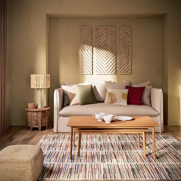 Maisons du Monde TAZAA - Mesa auxiliar de madera de mango tallada marrón Superdescuento