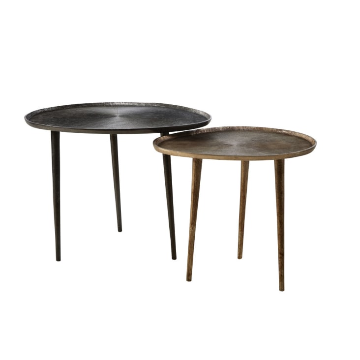Maisons du Monde BENONI - Mesas auxiliares de aluminio negro y bronce (x2)