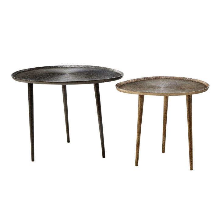 Maisons du Monde BENONI - Mesas auxiliares de aluminio negro y bronce (x2) Grandes descuentos