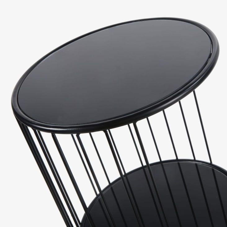 Maisons du Monde SHELLY - Mesa auxiliar de metal negro mate y cristal Liquidación