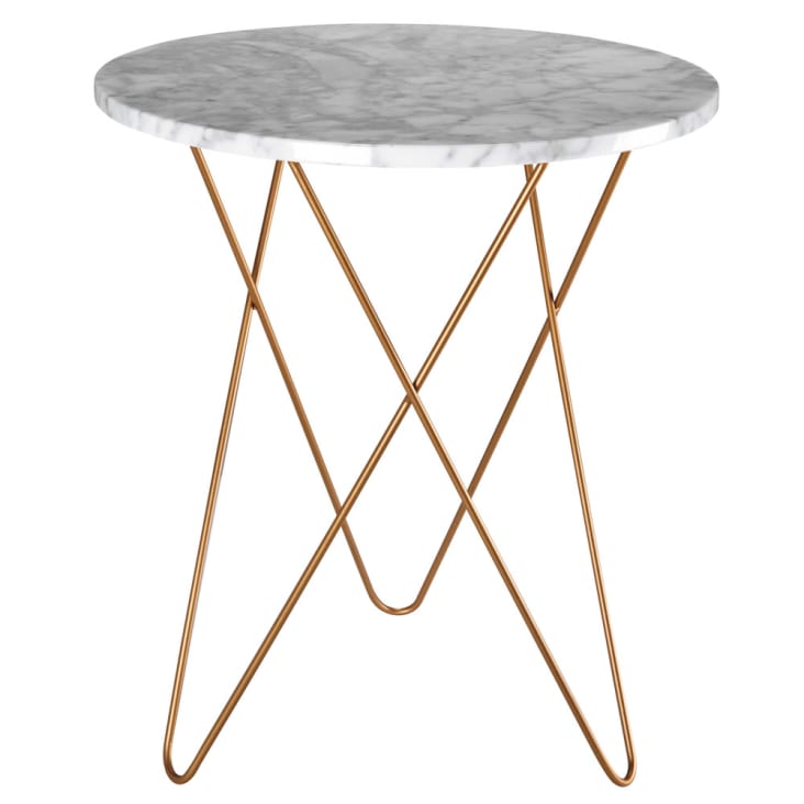Maisons du Monde Odyssee - Mesa auxiliar de mármol claro y metal dorado Limitado a 3 días