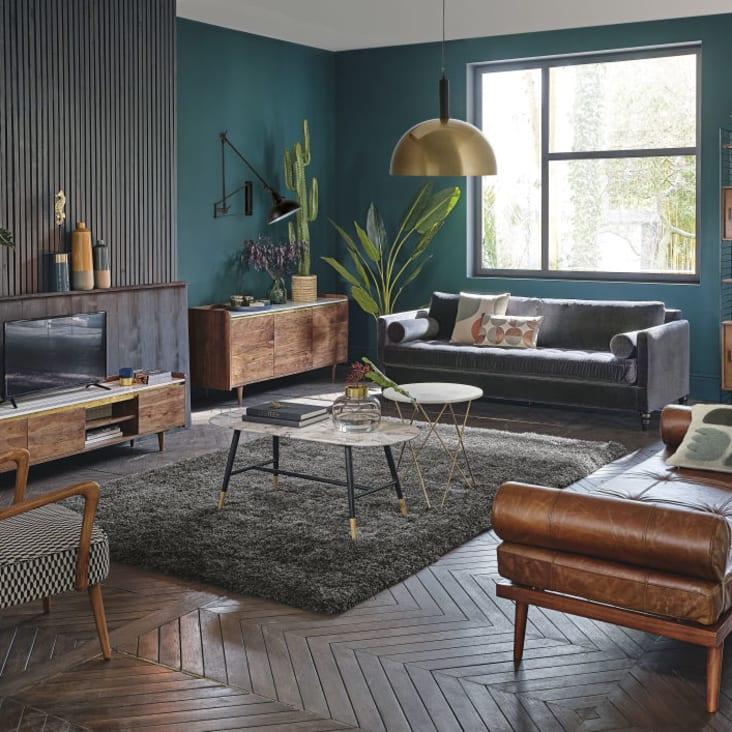 Maisons du Monde Odyssee - Mesa auxiliar de mármol claro y metal dorado Limitado a 3 días