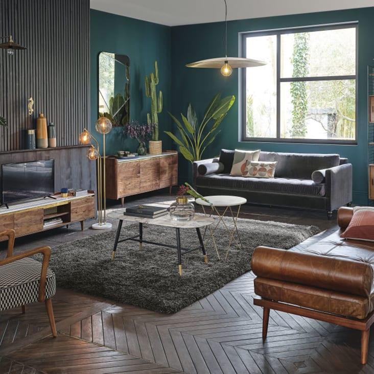 Maisons du Monde Odyssee - Mesa auxiliar de mármol claro y metal dorado Limitado a 3 días