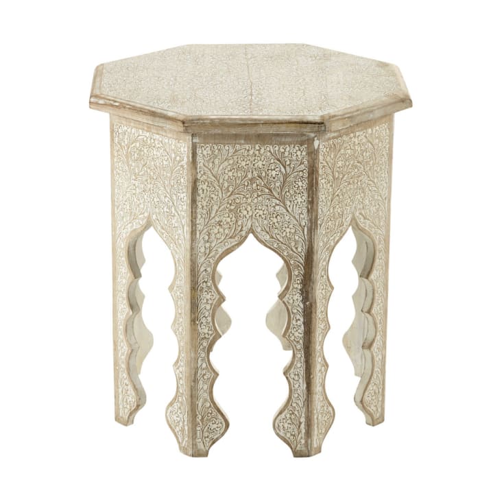 Maisons du Monde Patna - Mesita de madera blanqueada An. 49cm PATNA