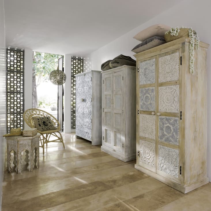 Maisons du Monde Patna - Mesita de madera blanqueada An. 49cm PATNA Última moda