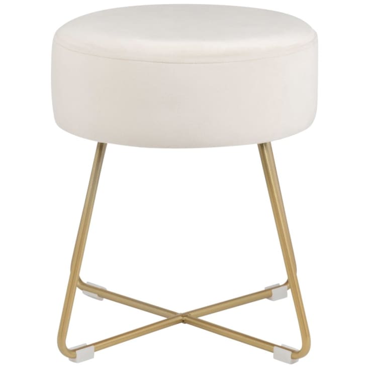 Maisons du Monde Taburete de terciopelo beige y metal dorado Ofertas de temporada