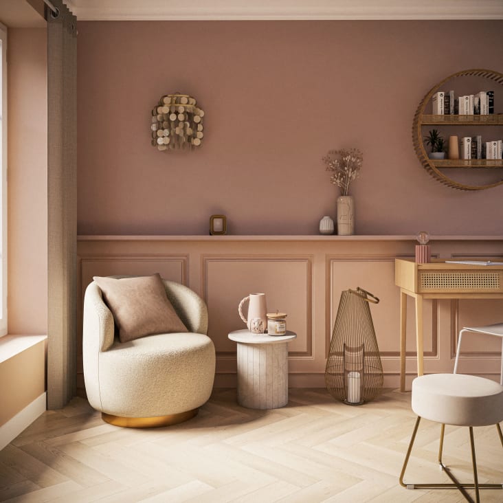 Maisons du Monde Taburete de terciopelo beige y metal dorado Ofertas de temporada