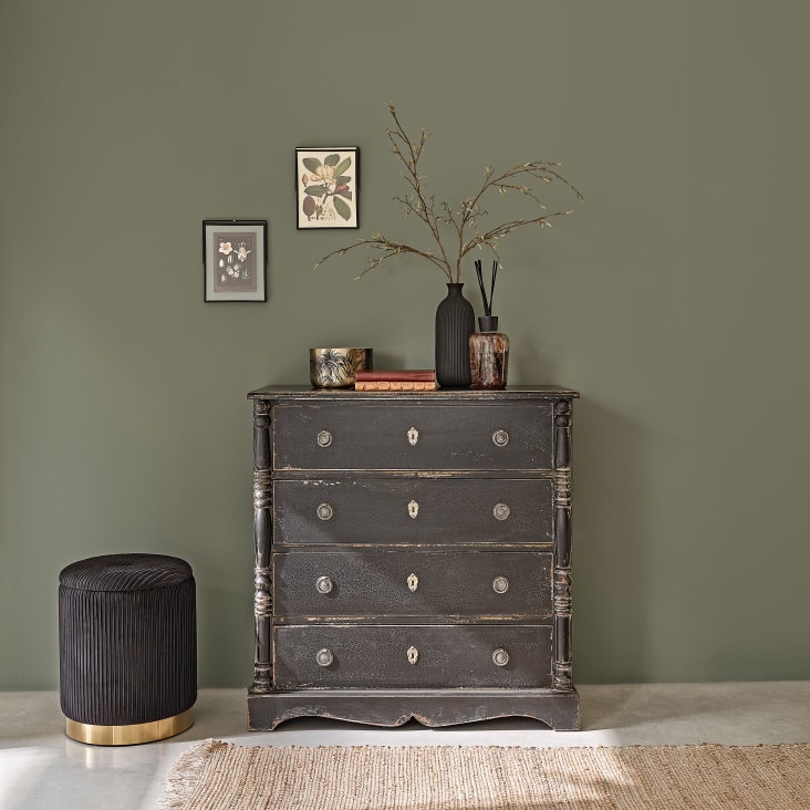 Maisons du Monde Adrianna - Taburete-baúl dorado y negro Devoluciones gratuitas