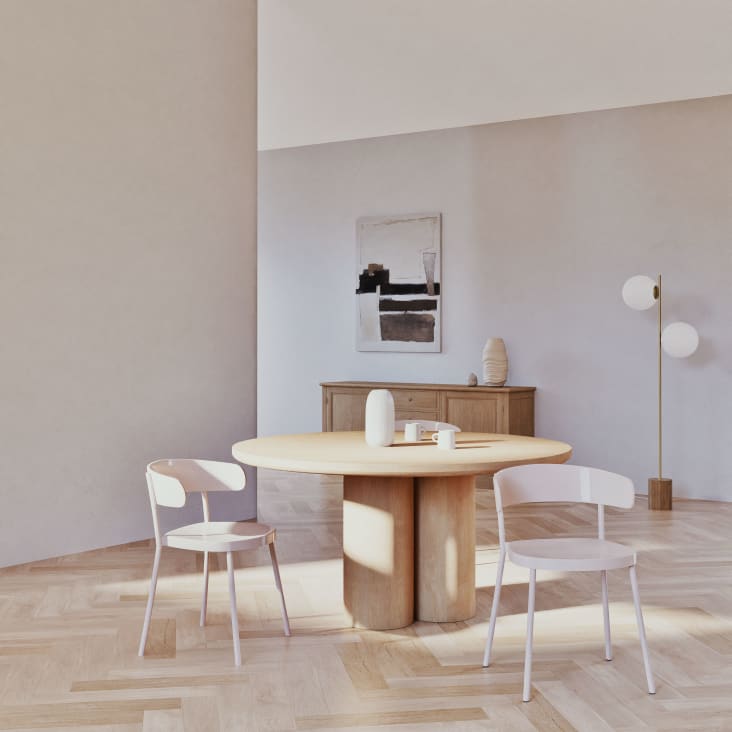 Maisons du Monde Caldera - Mesa de comedor redonda pie central tótem 8/10 personas D150 Outlet