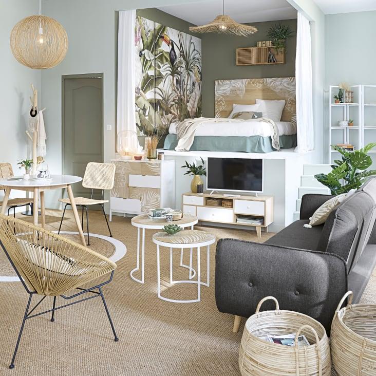 Maisons du Monde Spring - Mesa de comedor redonda blanca 4 personas D.90 Outlet online