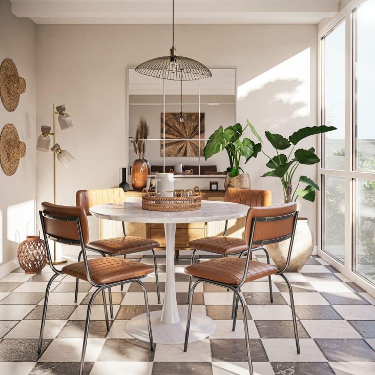 Maisons du Monde Circle - Mesa de comedor efecto mármol y metal blanco para 4/5 personas D. 100 Gran oferta