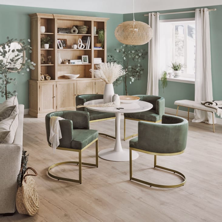 Maisons du Monde Circle - Mesa de comedor efecto mármol y metal blanco para 4/5 personas D. 100 Gran oferta