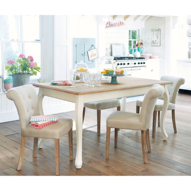Maisons du Monde Léontine - Mesa de comedor 6/8 personas crema L.160 Tienda