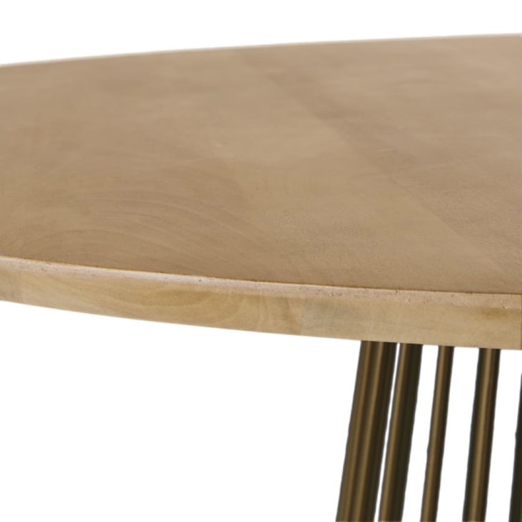 Maisons du Monde Dolores - Mesa de comedor redonda de madera de mango y metal color latón para 4/6personas L.140 Rebajas top