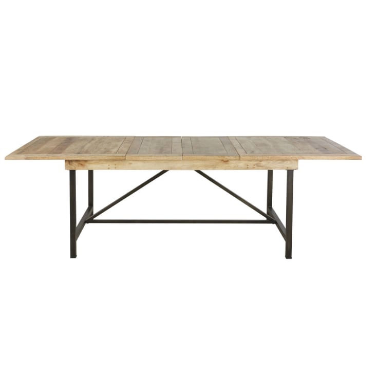 Maisons du Monde Hankies - Mesa de comedor extensible de mango macizo y metal negro para 8/10 personas 76/106 cm alto Oferta especial