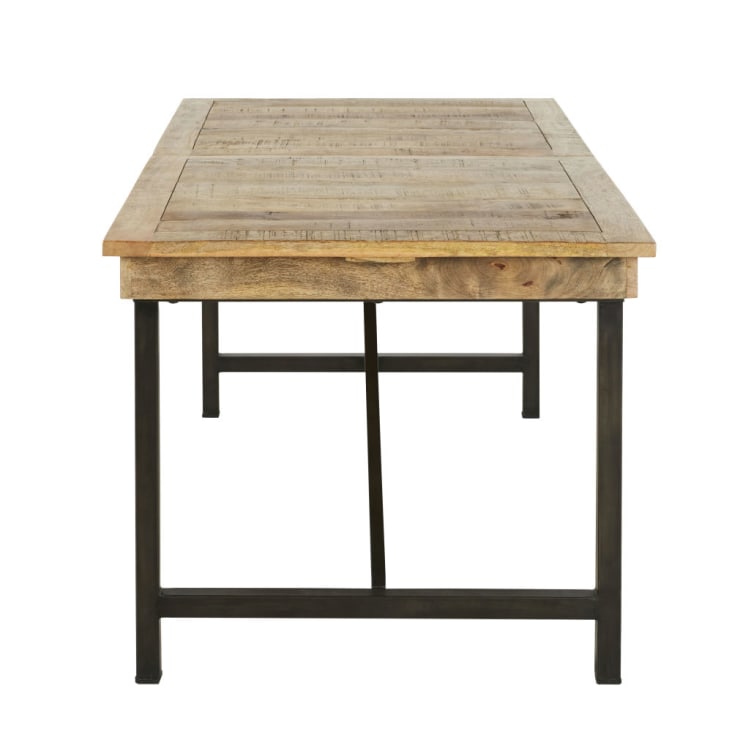 Maisons du Monde Hankies - Mesa de comedor extensible de mango macizo y metal negro para 8/10 personas 76/106 cm alto Oferta especial