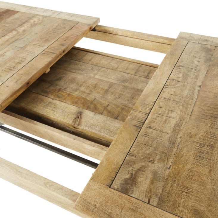 Maisons du Monde Hankies - Mesa de comedor extensible de mango macizo y metal negro para 8/10 personas 76/106 cm alto Oferta especial