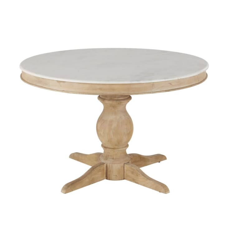 Maisons du Monde Honorine - Mesa de comedor redonda de mármol blanco para 5/6 personas D. 120