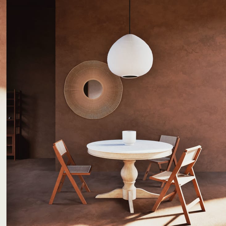 Maisons du Monde Honorine - Mesa de comedor redonda de mármol blanco para 5/6 personas D. 120 Últimos 2 días
