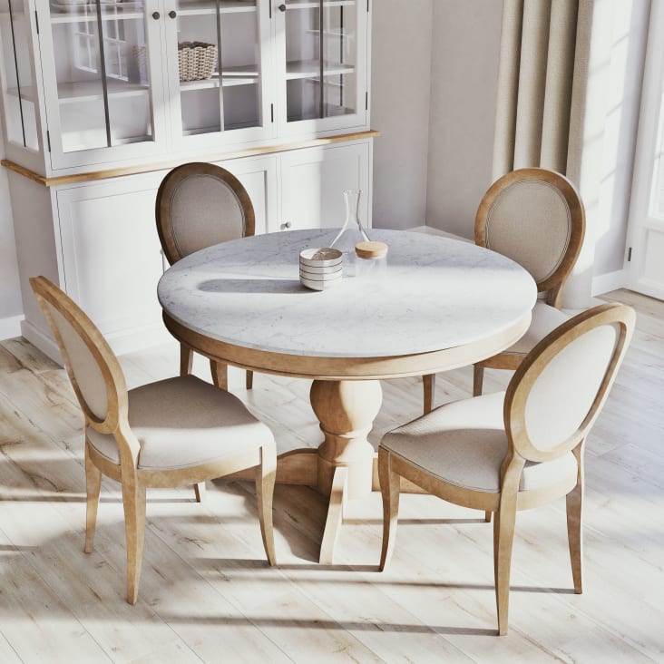 Maisons du Monde Honorine - Mesa de comedor redonda de mármol blanco para 5/6 personas D. 120 Últimos 2 días