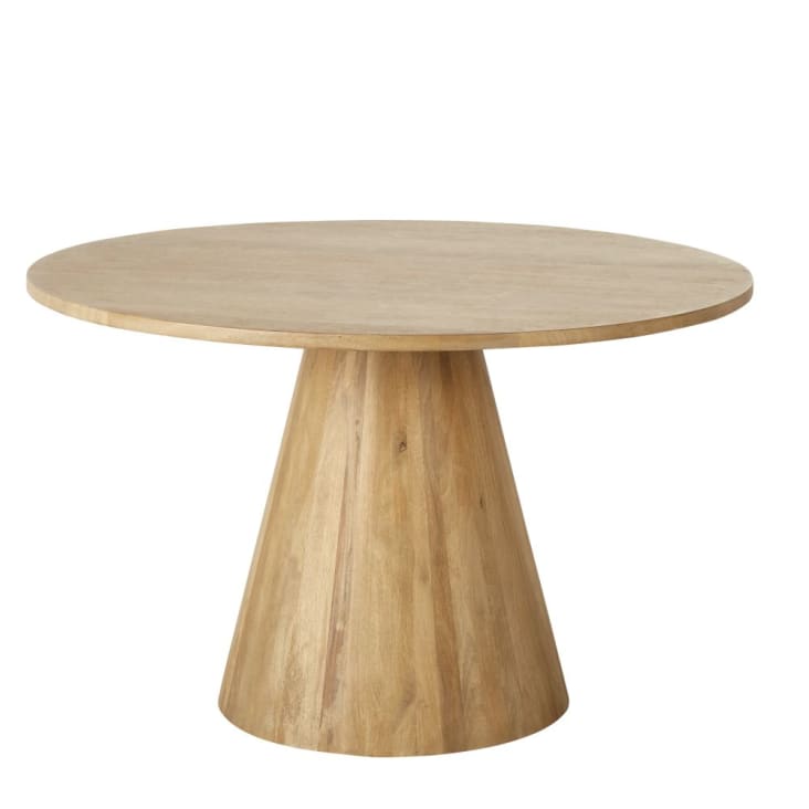 Maisons du Monde Nogobo - Mesa de comedor redonda de mango macizo blanqueado para 5/6 personas D.120