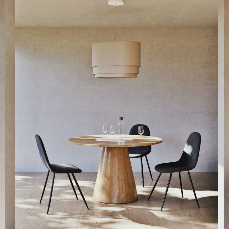Maisons du Monde Nogobo - Mesa de comedor redonda de mango macizo blanqueado para 5/6 personas D.120 Promoción trimestral