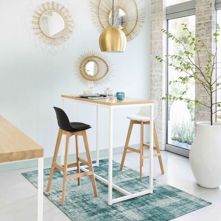 Maisons du Monde Igloo - Mesa alta de metal blanco L.120 Grandes descuentos