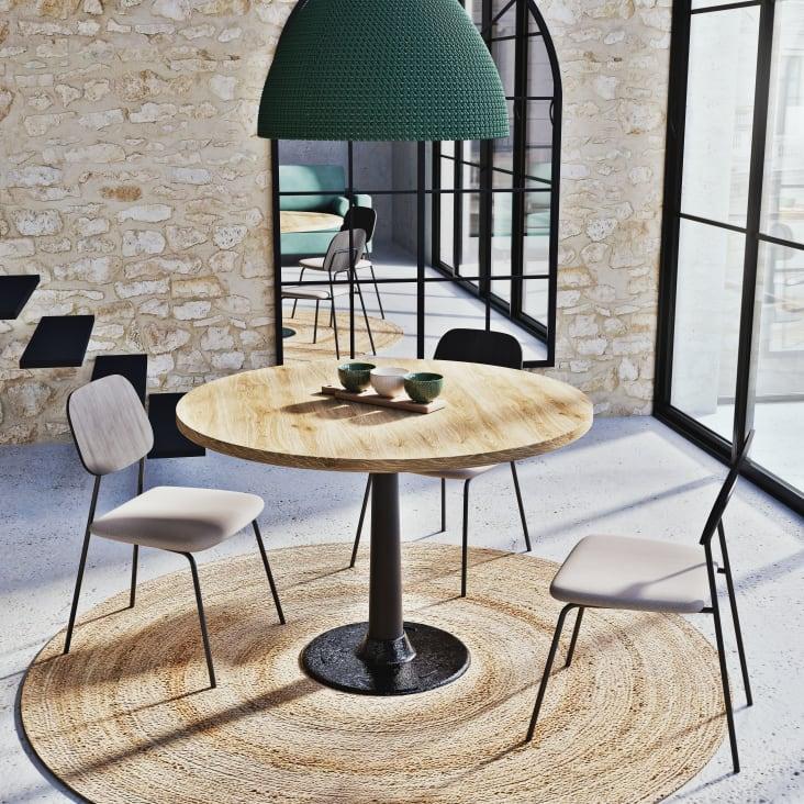 Maisons du Monde Factory - Mesa de comedor de mango macizo y metal negro D.115 Liquidación