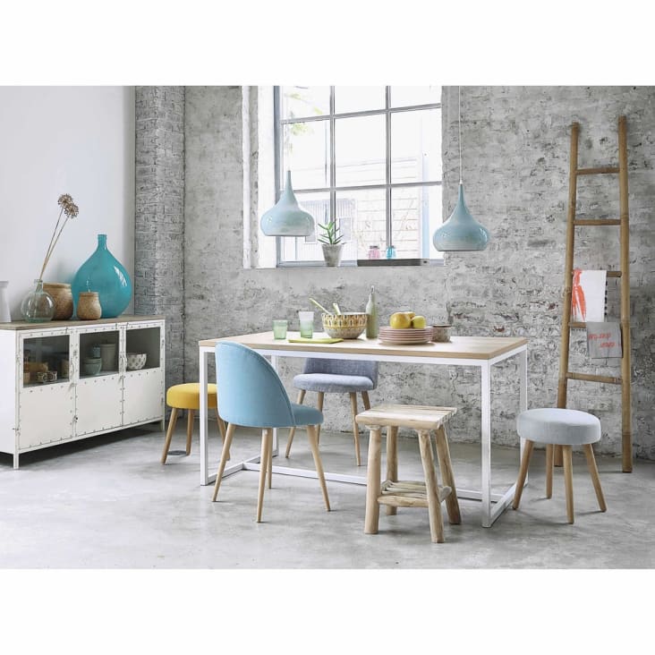 Maisons du Monde Igloo - Mesa de comedor de madera y metal blanca An. 150cm Tienda de fábrica