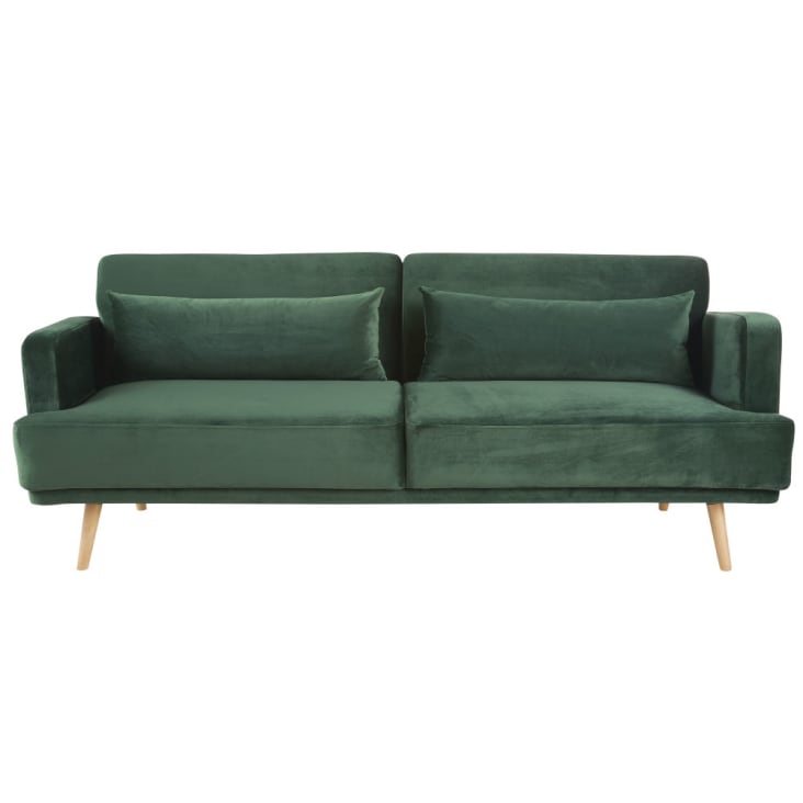 Maisons du Monde Elvis - Sofá clic-clac de 3 plazas de terciopelo verde