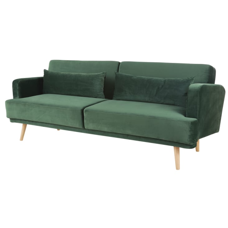 Maisons du Monde Elvis - Sofá clic-clac de 3 plazas de terciopelo verde Precios de Black Friday