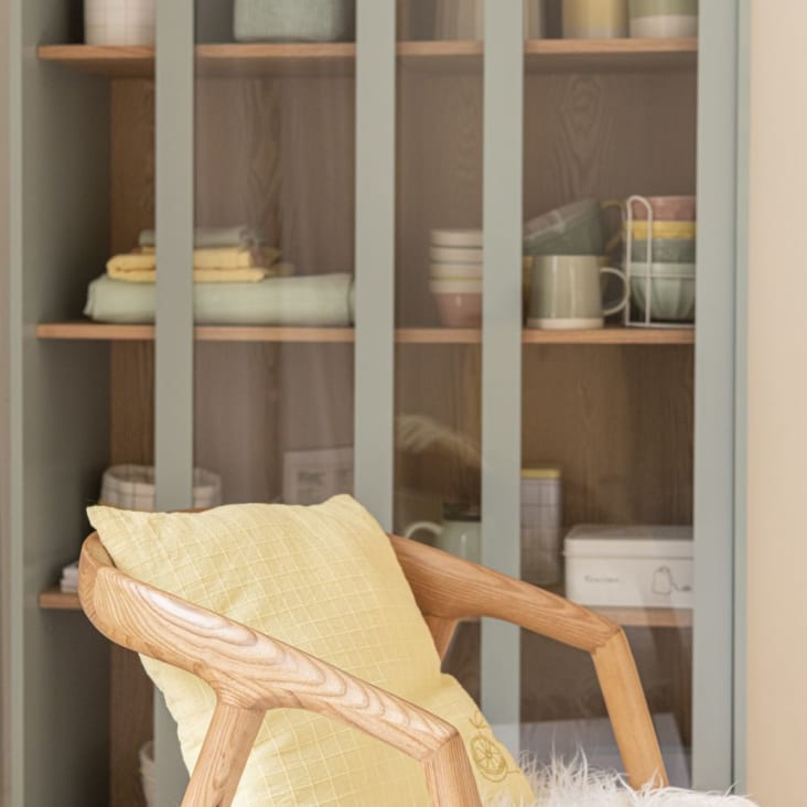 Maisons du Monde Illa - Vitrina vintage con 2 puertas de color gris azulado Oferta exclusiva