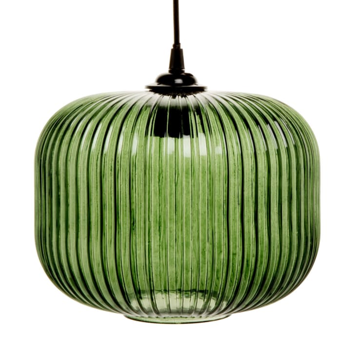 Maisons du Monde Omaja - Lámpara de techo de cristal tintado verde D.24