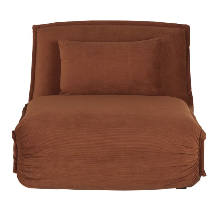 Maisons du Monde Hallen - Sofá clic-clac de 1 plaza de terciopelo acanalado naranja