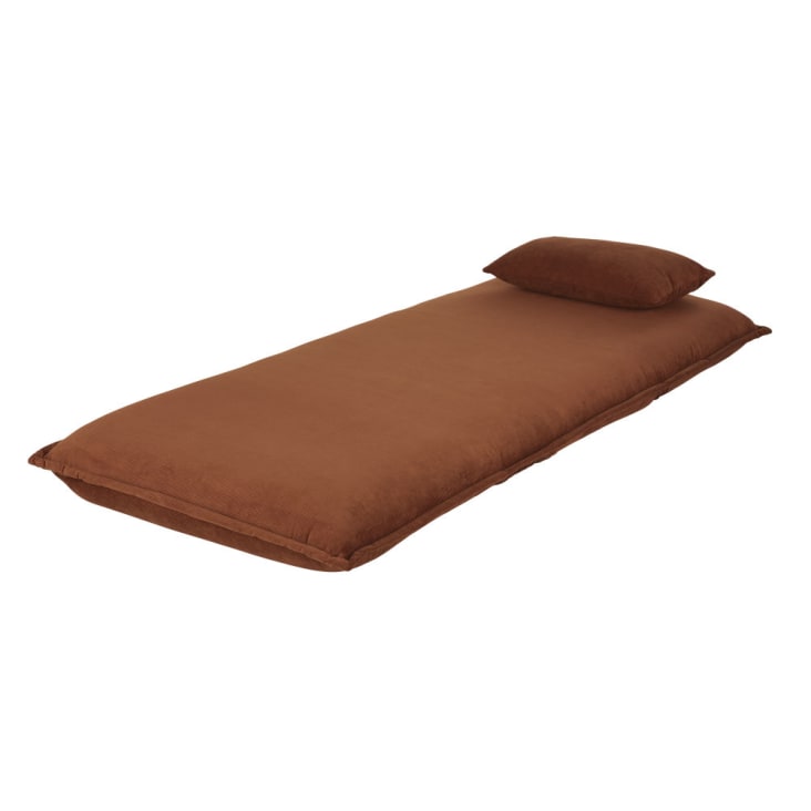 Maisons du Monde Hallen - Sofá clic-clac de 1 plaza de terciopelo acanalado naranja Rebajas de fin de temporada