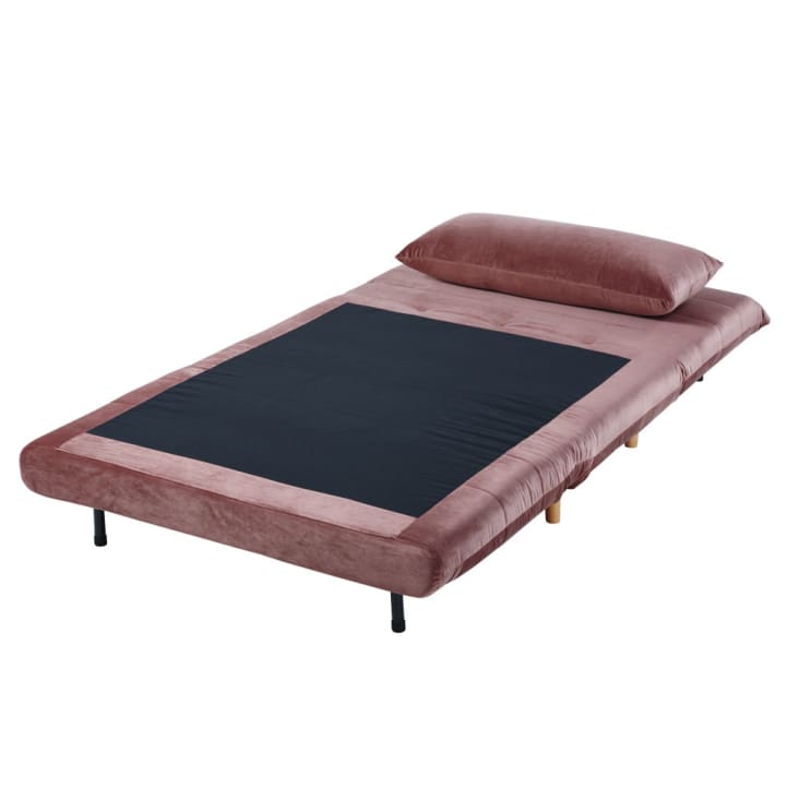 Maisons du Monde Nio - Sofá cama de 1 plaza de terciopelo rosa envejecido Outlet