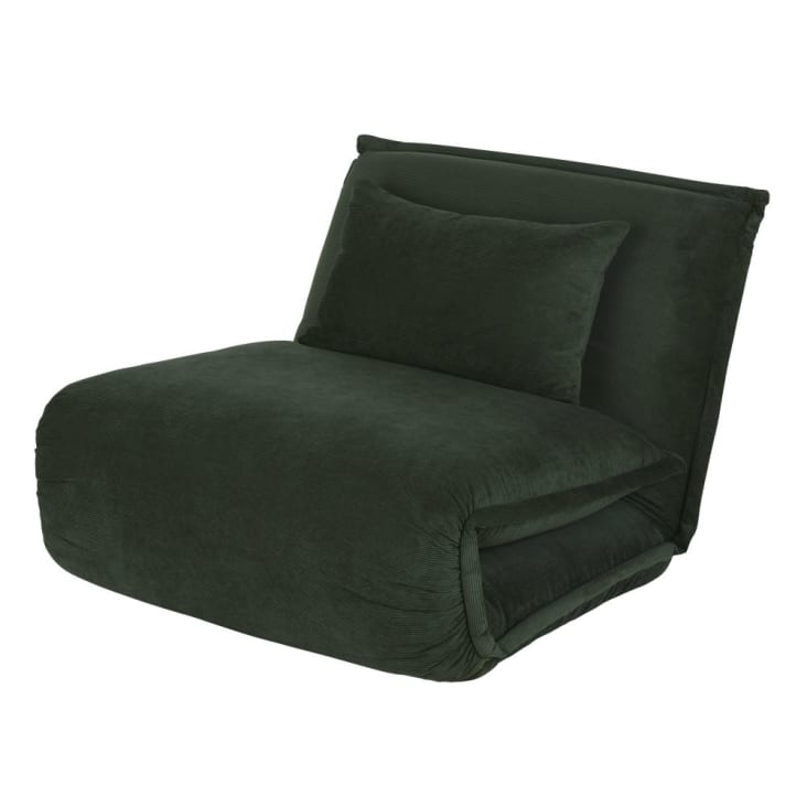 Maisons du Monde Hallen - Sofá clic-clac de 1 plaza de terciopelo acanalado verde Rebajas