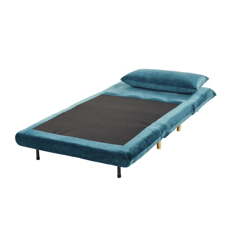 Maisons du Monde Nio - Sofá cama de 1 plaza de terciopelo azul petróleo Ofertas