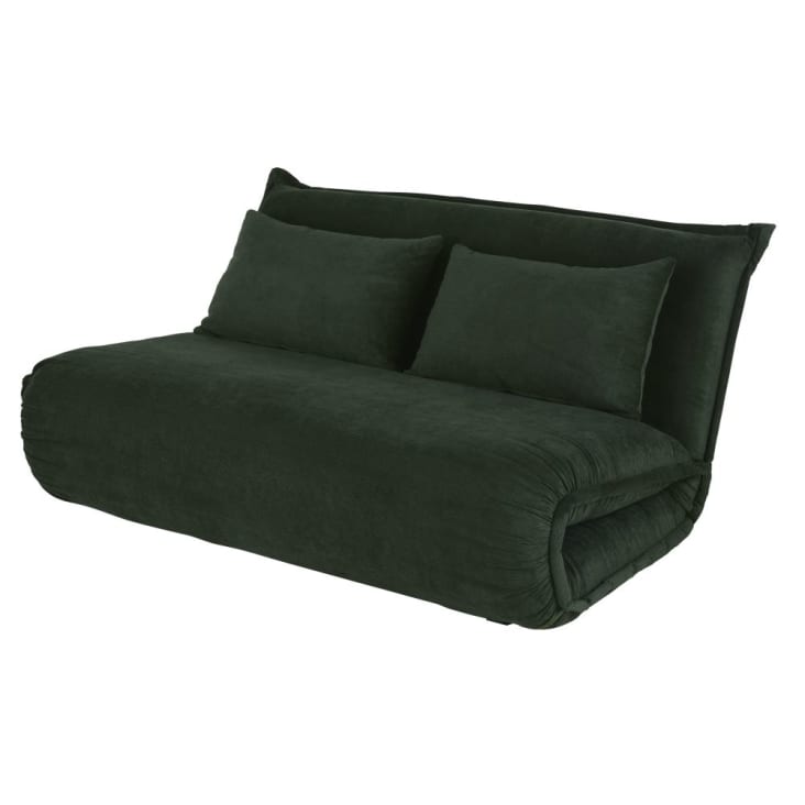 Maisons du Monde Hallen - Sofá cama de 2 plazas de pana verde Venta caliente