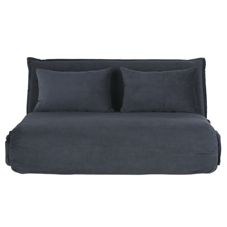 Maisons du Monde Hallen - Sofá clic-clac de 2 plazas de terciopelo acanalado gris