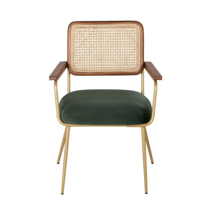 Maisons du Monde Rosalie - Silla de comedor de terciopelo verde y rejilla de ratán COMPRAR AHORA