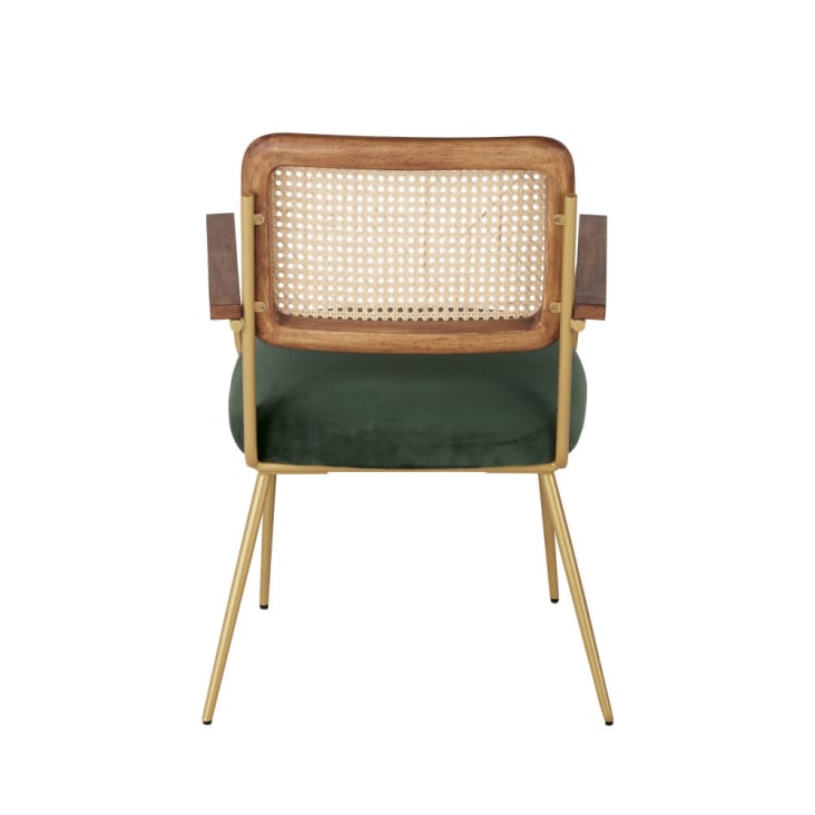 Maisons du Monde Rosalie - Silla de comedor de terciopelo verde y rejilla de ratán COMPRAR AHORA