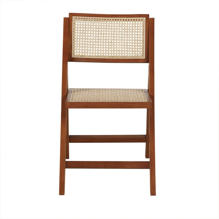 Maisons du Monde Ayame - Silla plegable de madera de haya y rejilla de mimbre Oferta especial de fábrica