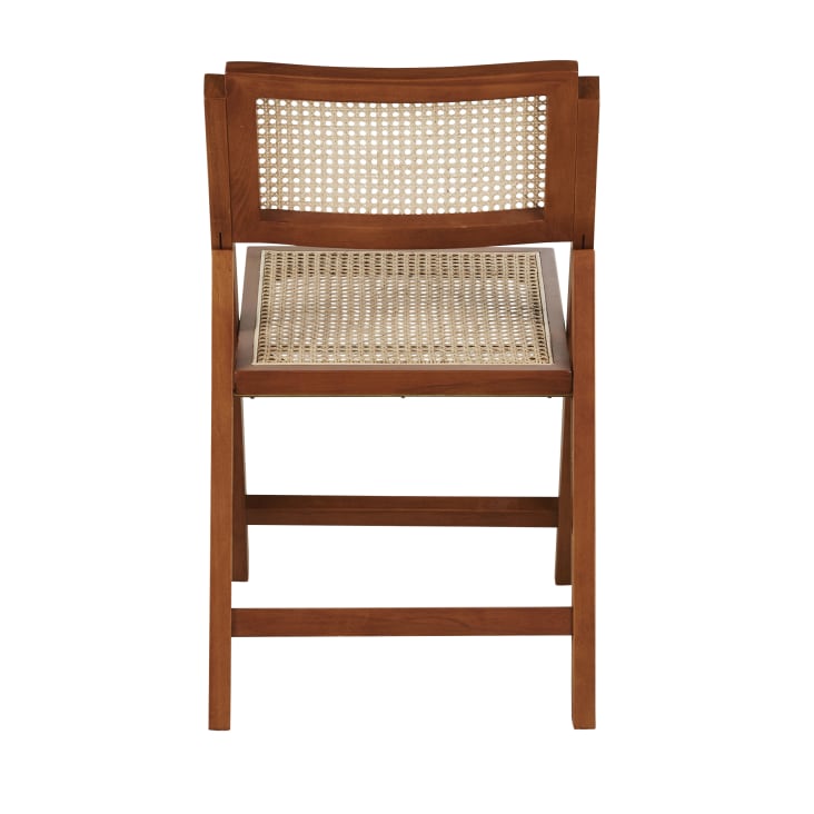 Maisons du Monde Ayame - Silla plegable de madera de haya y rejilla de mimbre Oferta especial de fábrica