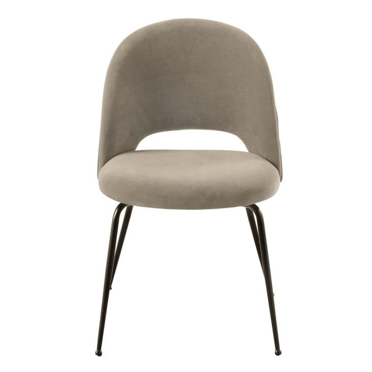 Maisons du Monde Isys - Silla de terciopelo de algodón beige capuchino y acero negro Liquidación
