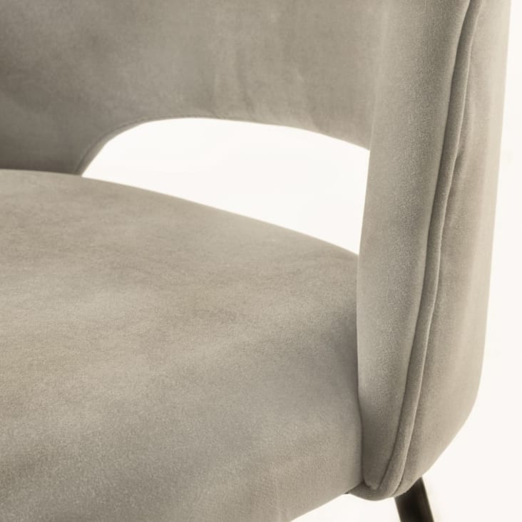 Maisons du Monde Isys - Silla de terciopelo de algodón beige capuchino y acero negro Liquidación