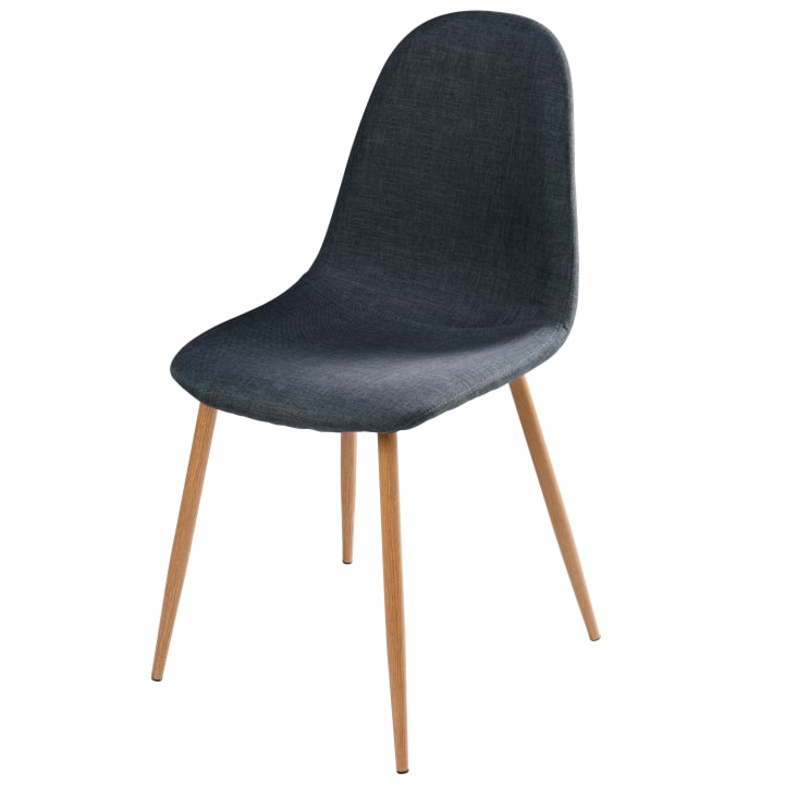 Maisons du Monde Clyde - Silla escandinava gris antracita y metal imitación a roble