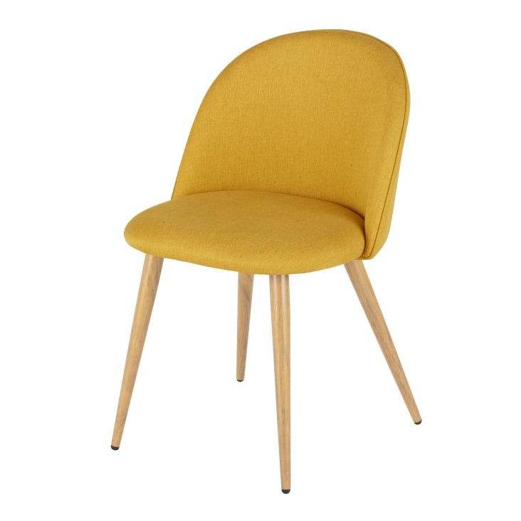 Maisons du Monde Mauricette - Silla de comedor vintage de acero y tela reciclada color ocre