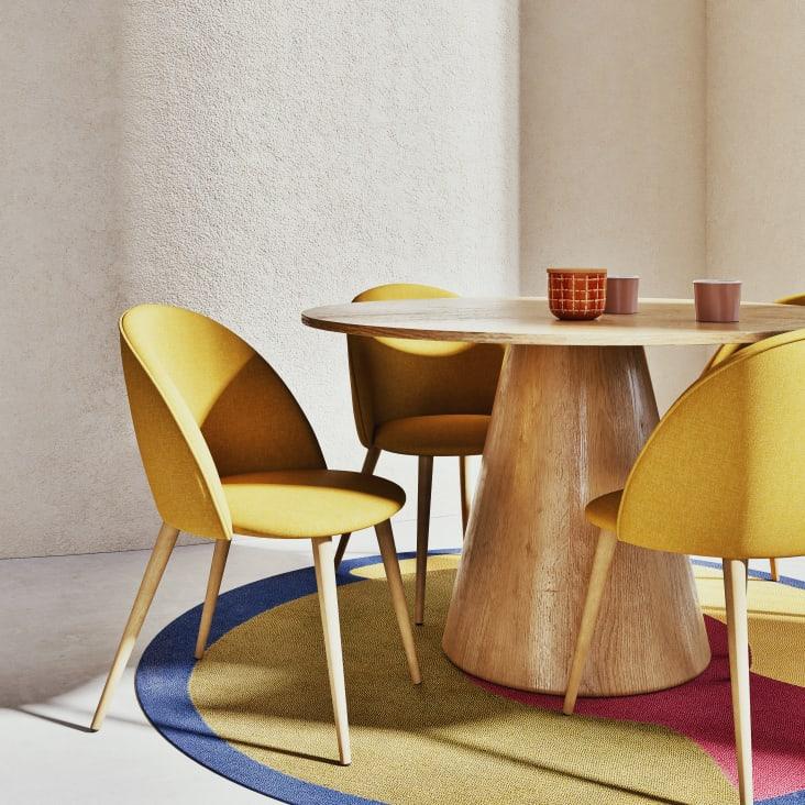 Maisons du Monde Mauricette - Silla de comedor vintage de acero y tela reciclada color ocre Ahorra y exporta